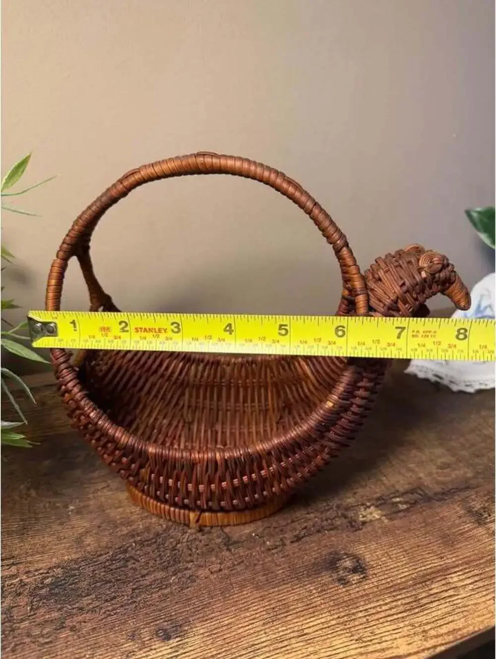 Vintage Woven Wicker Bird Basket